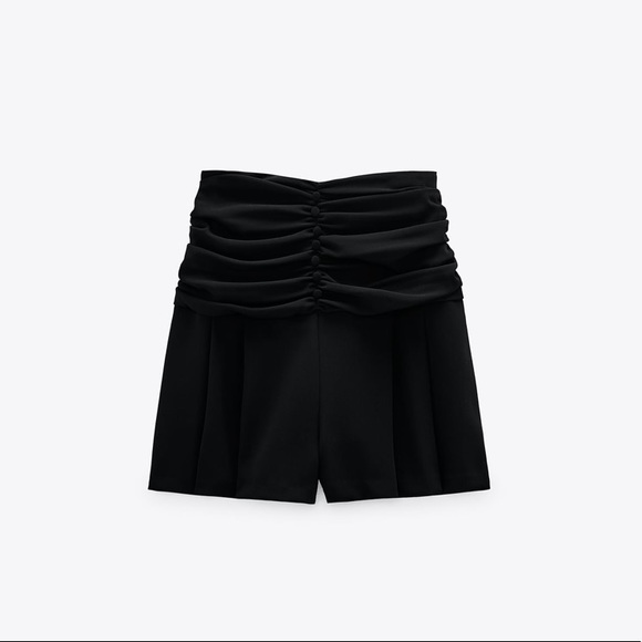 Zara High Waisted Cinched Black Skort- Small - Picture 7 of 9